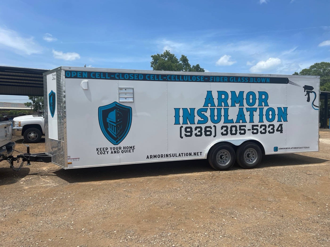 Armor Insulation of East Texas service trailer on the job