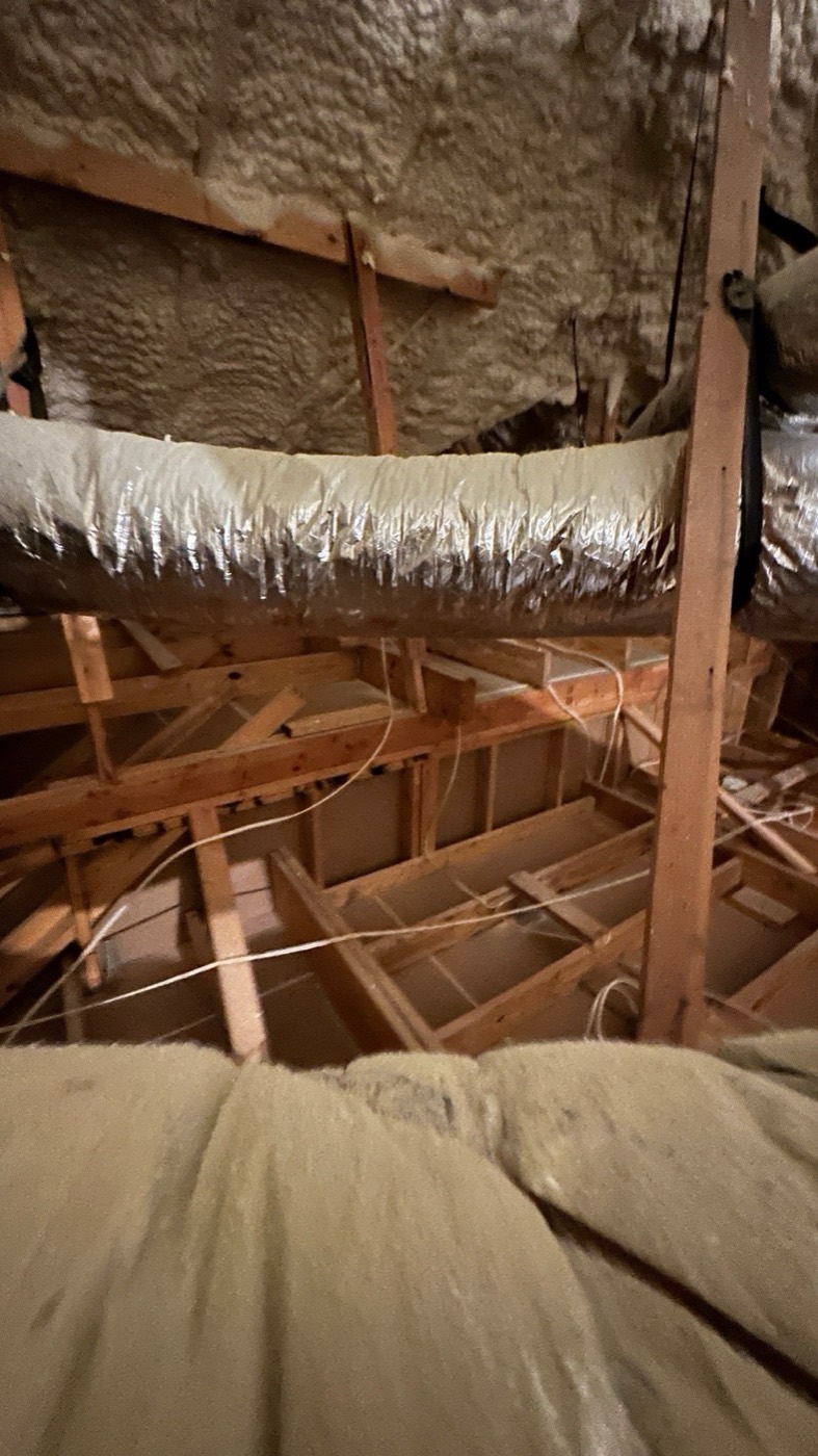 Attic with ductwork before insulation