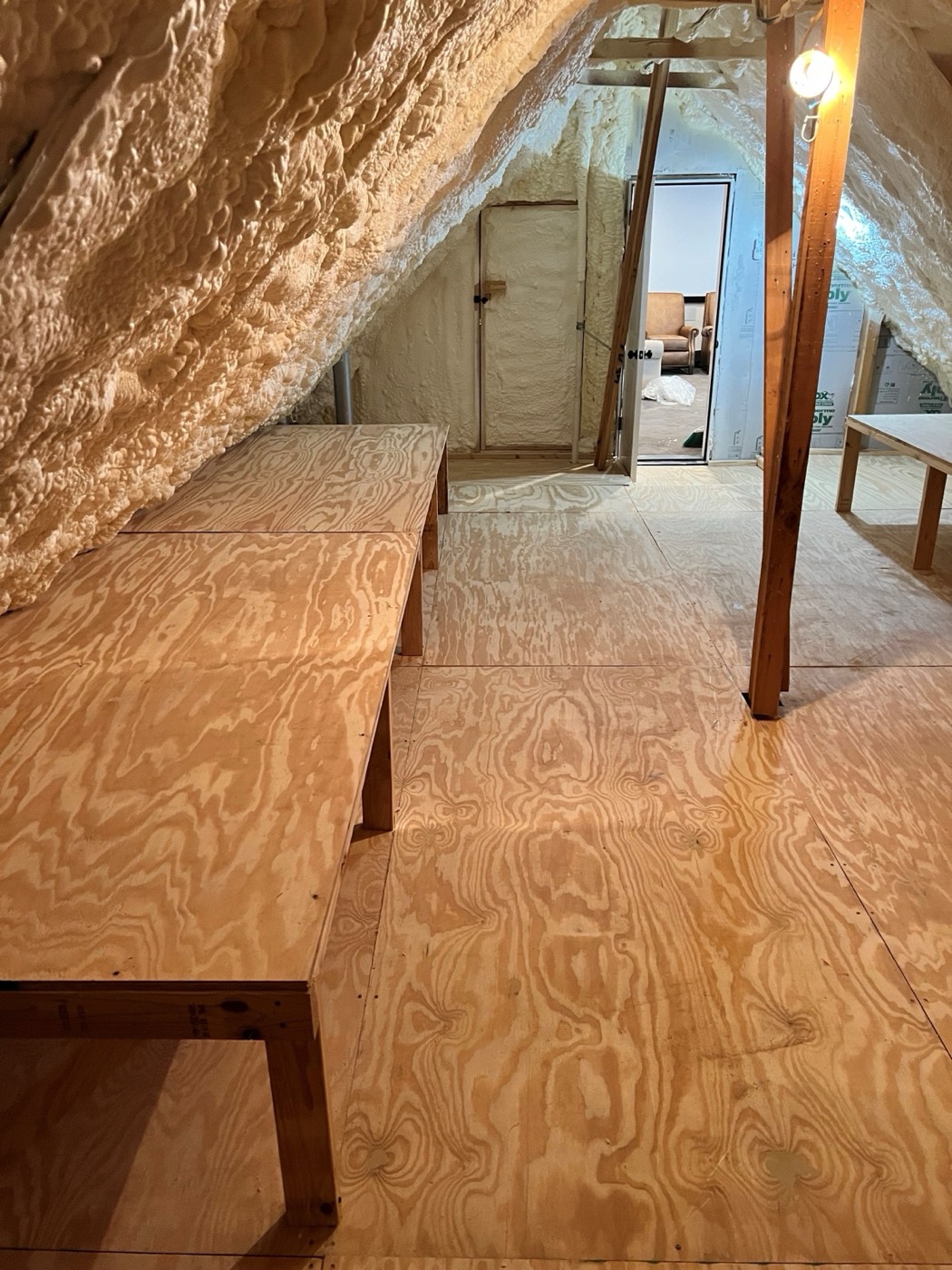 Raised OSB attic storage decking installed by Armor Insulation