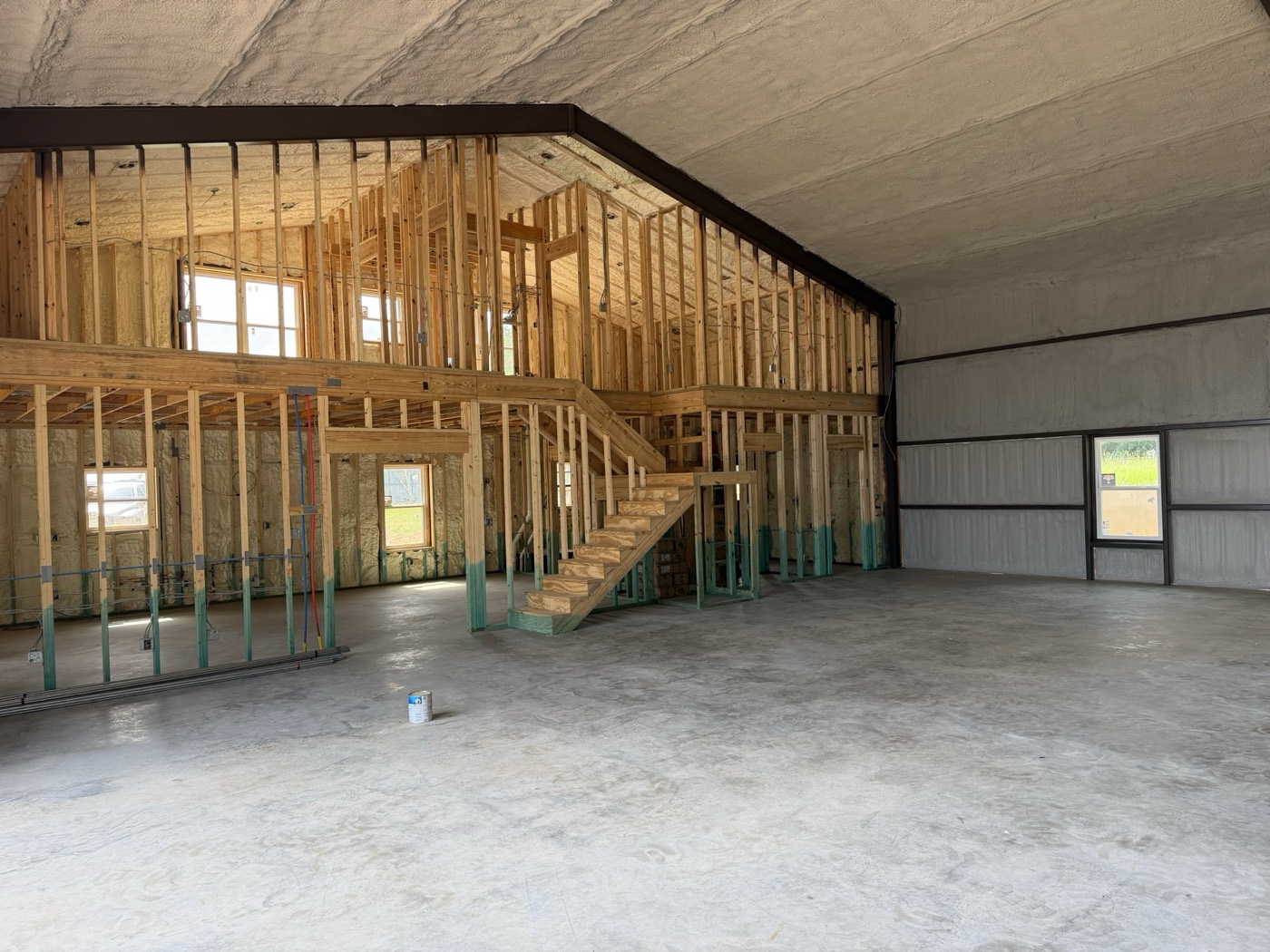 Barndominium interior insulated and finished with spray foam by Armor Insulation