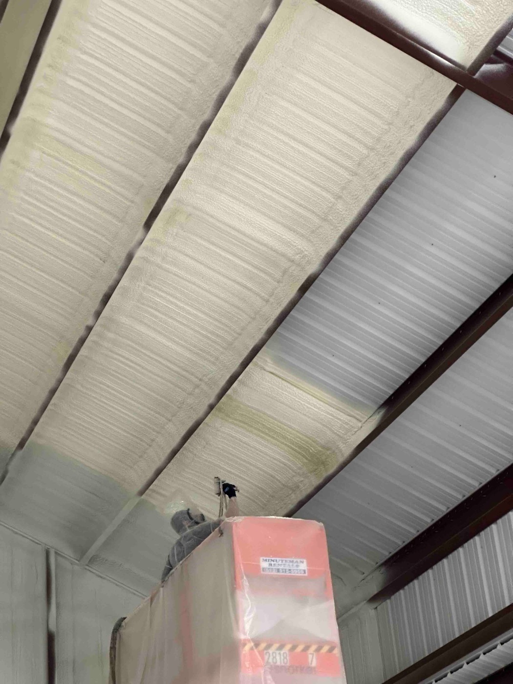 FireStable self-protecting spray foam applied in a metal building