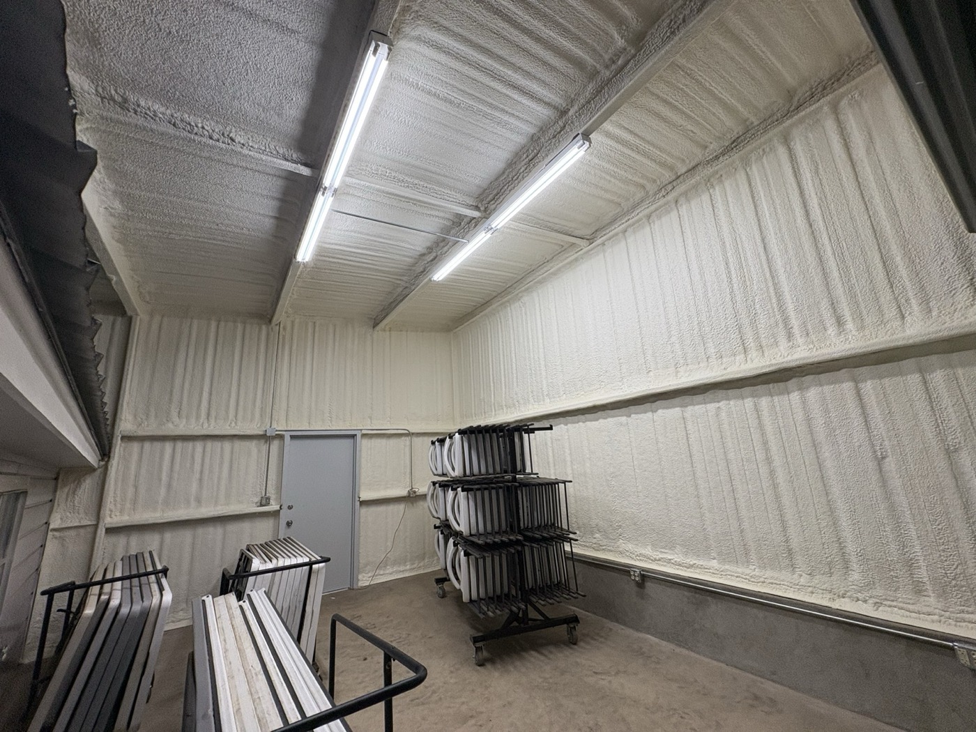 Metal shop finished with closed-cell foam